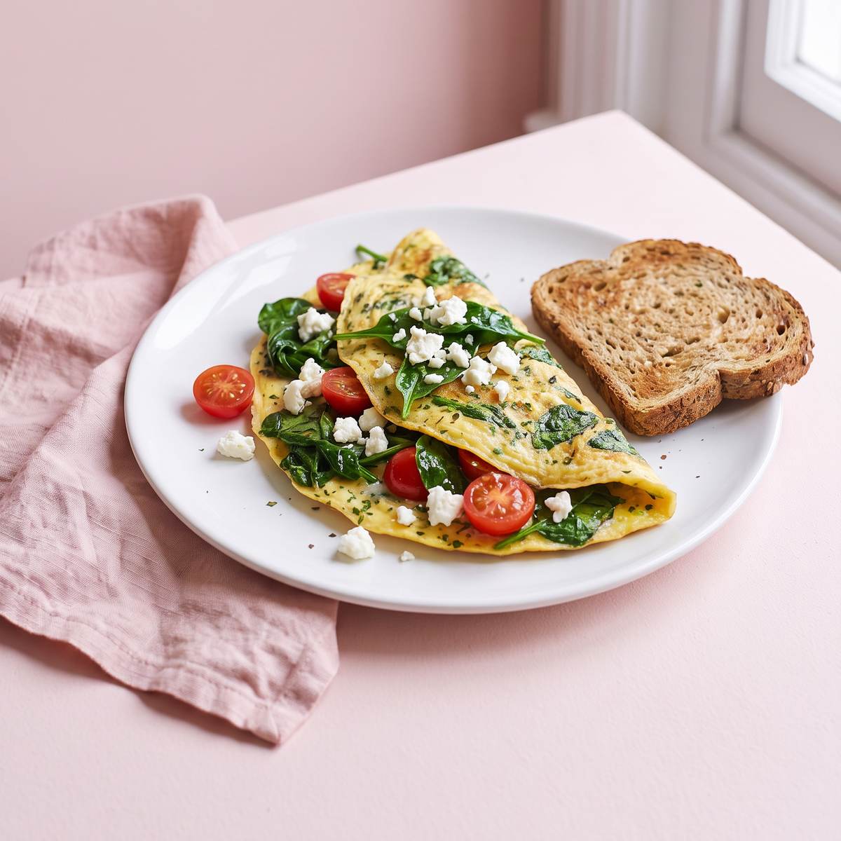Spinach and feta omelette